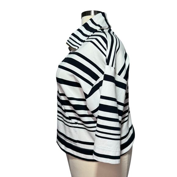Ruby Rd Women’s XL Striped Zip-Up Jacket Black White Cotton Blend 3/4 Sleeve - Picture 4 of 8
